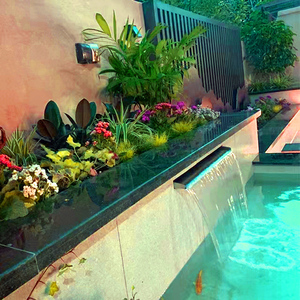 定制不锈钢瀑布出水口鱼池装饰造景庭院花园阳台景观水幕墙流水槽