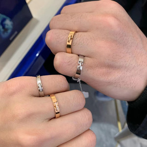 chaumet/尚美巴黎liens缘系一生18k玫瑰金镶钻 男女情侣对戒婚戒