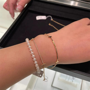 tiffany蒂芙尼笑脸手链女 18k玫瑰金无钻小号镶钻mini微笑手环女