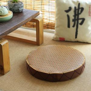 蒲团坐垫夏季椅子阳台飘窗禅意打坐禅修坐地格子圆形凉席榻榻米垫