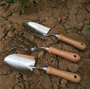园艺工具套装不锈钢木柄小铁锹菜园种菜挖野菜钢铲盆栽松土器手铲