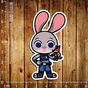 疯狂动物城卡通兔子警官墙贴个性手机贴防水3m旅行箱贴纸车贴0536