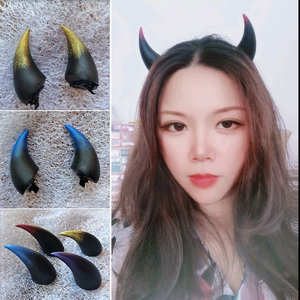 暗黑系恶魔角鬼角cosplay犄角哥特洛丽塔lolit头饰精灵万圣节发饰
