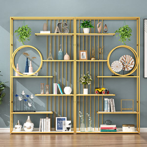 轻奢化妆品展示柜产品货架多层陈列柜子办公室隔断落地铁艺置物架
