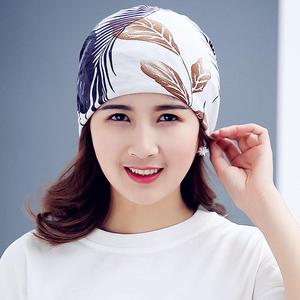 帽子女士夏季薄款纯棉透气化疗帽子光头睡帽防风月子帽春秋包头.
