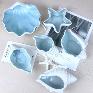 （组合）小海螺海星贝壳碗天鹅陶瓷容器永生花DIY配件地中海洋