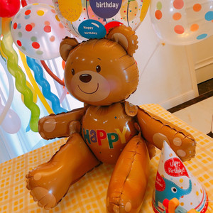 韩国ins立体卡通可爱动物小熊铝膜气球儿童生日派对周天百日装饰
