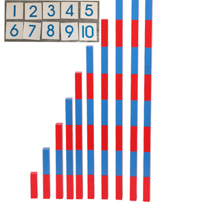 0017人付款淘宝红蓝数棒幼儿园蒙氏数学教具蒙特蒙台梭利小中班儿童