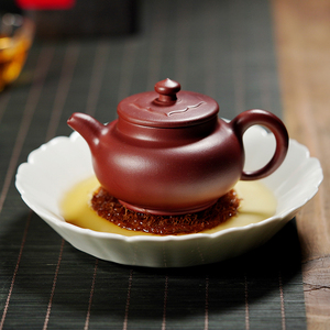 【杨杰】手工菱花紫砂壶175毫升容量枣红泥小品壶家用功夫茶具