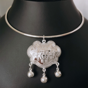 0到8岁999足银宝宝纯银项圈生肖属猪鼠儿童小孩银项圈