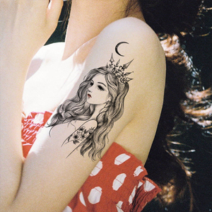 网红同款纹身贴防水持久男女半臂性感美女图案手臂仿真刺青贴纸