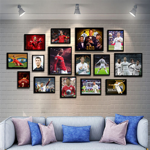 c罗梅西装饰画相框组合挂画足球明星海报照片墙画相片墙壁画挂墙