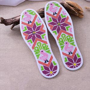 十字绣八角花男士卡通女式秋冬7d自己鞋垫彩线玫瑰包边布材料白底