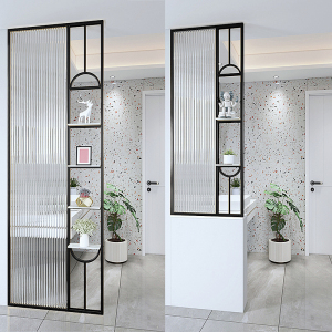 现代简约卫生间半墙小屏风长虹玻璃轻奢干湿区洗手台隔断客厅铁艺