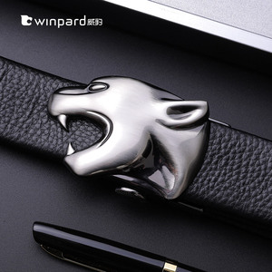 威豹皮带男真皮男士腰带自动扣休闲裤带年轻人头层皮扣头腰带男