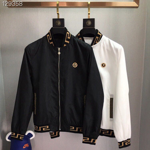 瓦萨琪潮牌男装美杜莎重工刺绣徽章立领休闲夹克风衣长袖修身外套