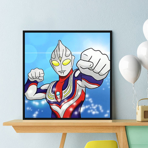 简易小尺寸儿童卡通奥特曼 diy数字油画手工涂色丙烯油彩画装饰画