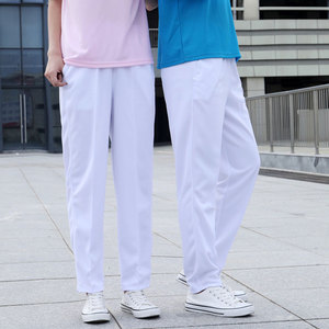 春夏款白色运动裤男健身操广场舞运动会校服裤表演速干护士白裤子