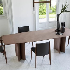 极简实木餐桌现代简约创意长条形岩板大理石家用泡茶办公桌可定制