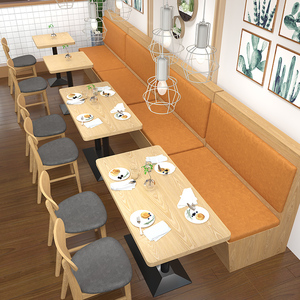 定制餐馆面管米粉店小吃店餐饮汉堡店快餐店靠墙卡座沙发桌椅组合