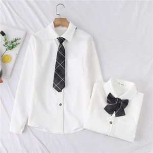 jk制服衬衫女长袖2020新款白衬衣内搭灯芯绒领带领结学生打