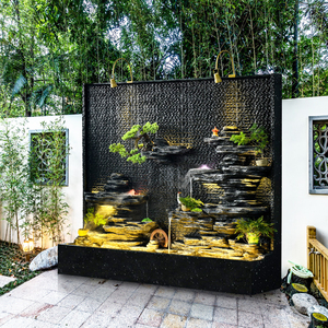 大型假山流水喷泉景观办公室内别墅庭院水幕背景墙屏风装饰品摆件