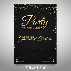 黑金色时尚高端波点生日宴晚会派对邀请函卡片迎宾海报ai设计素材
