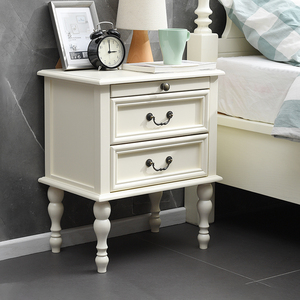 实木美式床头柜白色欧式迷你小型卧室超窄北欧床边柜轻奢极简简约