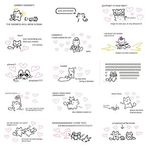 新款可爱小猫文学涂鸦风贴纸韩系简笔画猫咪笔记本电脑贴画防水