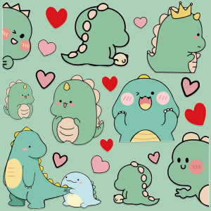 卡通可爱小恐龙笔记本电脑贴纸手机水杯ipad收纳盒装饰贴画防水