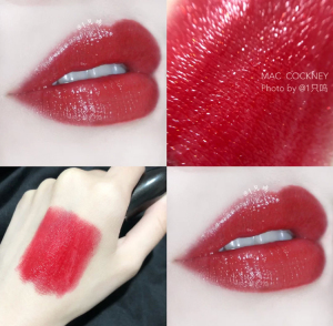 mac/魅可口红唇膏 502 cockney 少女草莓水红色滋润保湿带细金闪