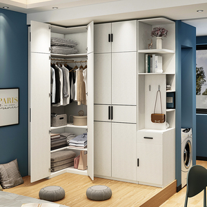 l形转角衣柜90度卧室家用现代简约直角拐角小户型7字型衣柜衣帽间