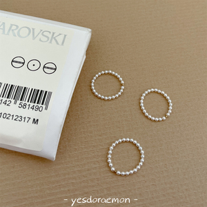 纤细温柔 强光极细进口施华洛珍珠美国进口14K包金戒指尾戒可叠戴