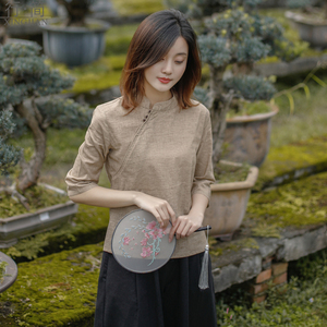 棉麻唐装上衣夏中国风中式服装茶服女佛系禅意女装禅修服居士服