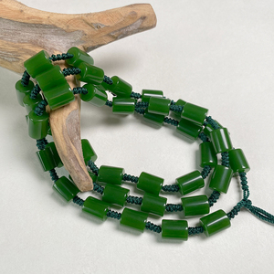 和田玉碧玉桶珠挂链手工编织男女款菠菜绿玉石吊坠挂绳项链路路通