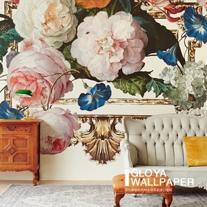 柔然 荷兰原装进口正品壁画墙壁纸大花 客厅餐厅卧室床头背景墙纸