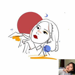 原创ins彩色线条纹身简笔画头像设计手机图案人物照片转手绘定制