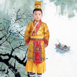 儿童古装男孩表演出服装清朝小皇帝太子龙袍小孩康熙乾隆雍正摄影