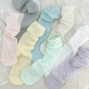 儿童袜子夏季新款甜美可爱长筒小腿袜女宝透气防蚊袜1-10岁亲子款