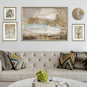 美式现代客厅沙发背景墙装饰画欧式复古书房壁画法式软装餐厅挂画