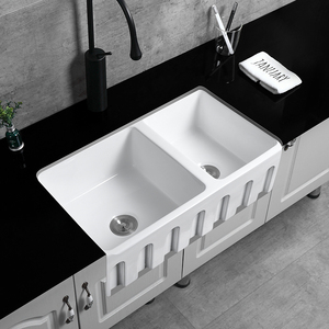 陶瓷洗菜盆美式创意新型厨房半嵌入式洗碗槽水槽