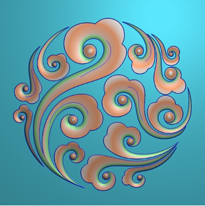 圆形祥云云彩云朵 精雕图浮雕灰度bmp电脑雕刻扫描jdp/祥云