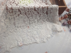 米白色网纱蕾丝绣花布料外贸原单外贸原创手工日韩欧美服装面料