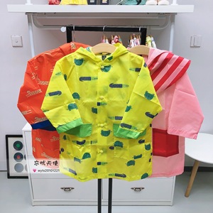 韩国中小童装 春夏款男女童宝宝连帽糖果色雨衣 出游雨披外套
