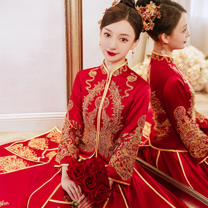 秀禾服2021新款中式结婚新娘礼服夏季出门敬酒服显瘦红色秀和服女