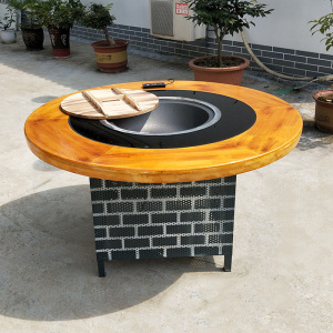 地锅鸡柴火灶大锅台电陶炉铁锅炖烧电柴火鸡灶台桌面商用农家乐灶