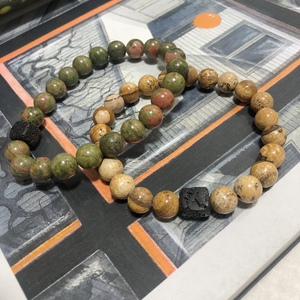 艺术生的地图石手串8mm单圈 天然水晶石头默认微瑕 10天发完