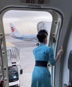 正品厦门航空空姐制服乘务员空乘艺考面试前台职业连衣裙帽子头花