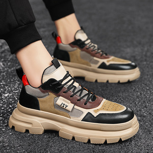 品牌冬季奥古斯都男鞋潮流百搭男士厚底工装鞋防滑厚底老爹运动鞋
