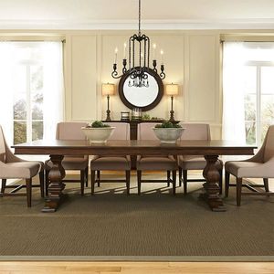 美式大板实木餐桌法式复古长桌做旧家用饭桌欧式别墅洽谈桌椅组合